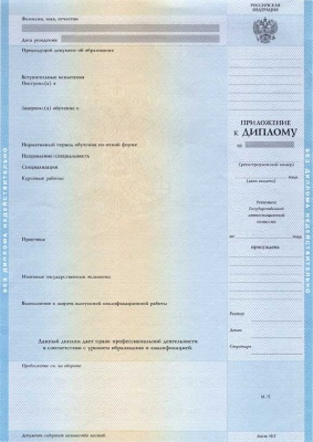 Приложение к диплому Приложение к диплому